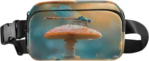 Mushroom Dragonfly Fanny Pack Water Resistant Waist Pack Sling Bag Purse for Women Men Travel Hiking