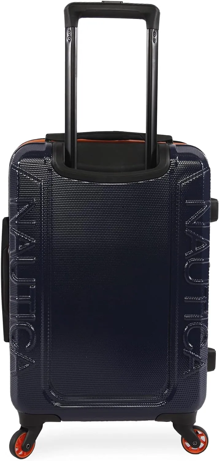 NAUTICA Birch Hardside Spinner Luggage, Navy/Orange, Carry-On 21-Inch