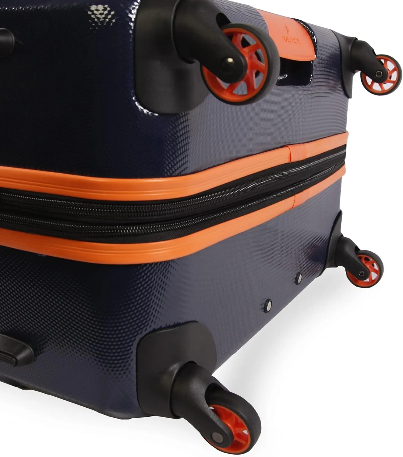 NAUTICA Birch Hardside Spinner Luggage, Navy/Orange, Checked-Large 29-Inch