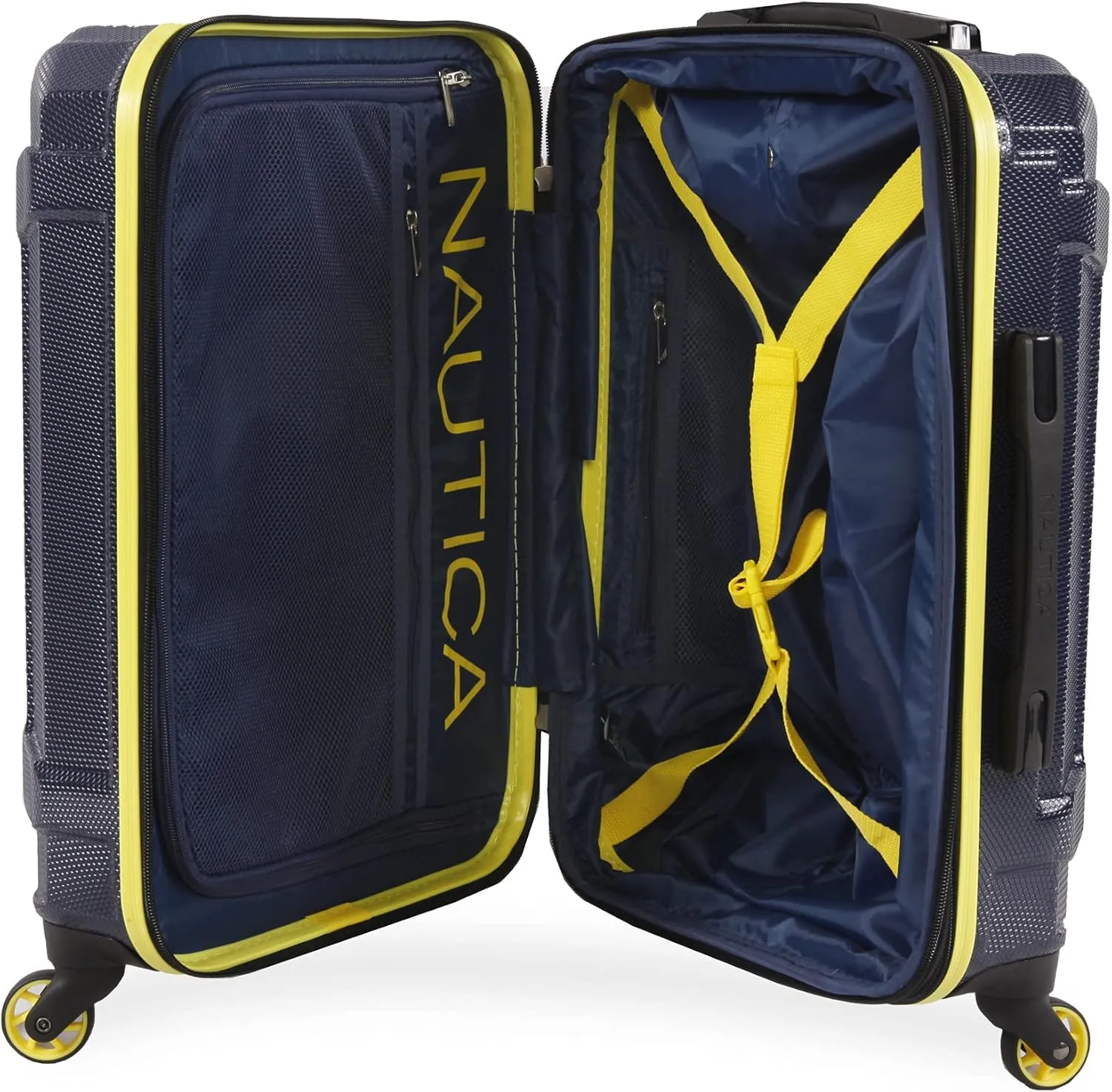 Nautica Maker Hardside Spinner Luggage, lightweight, Navy/Yellow, Carry-On 21-Inch