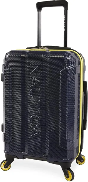 Nautica Maker Hardside Spinner Luggage, lightweight, Navy/Yellow, Carry-On 21-Inch