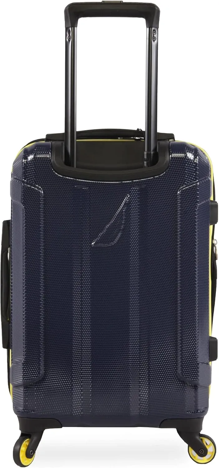 Nautica Maker Hardside Spinner Luggage, lightweight, Navy/Yellow, Carry-On 21-Inch