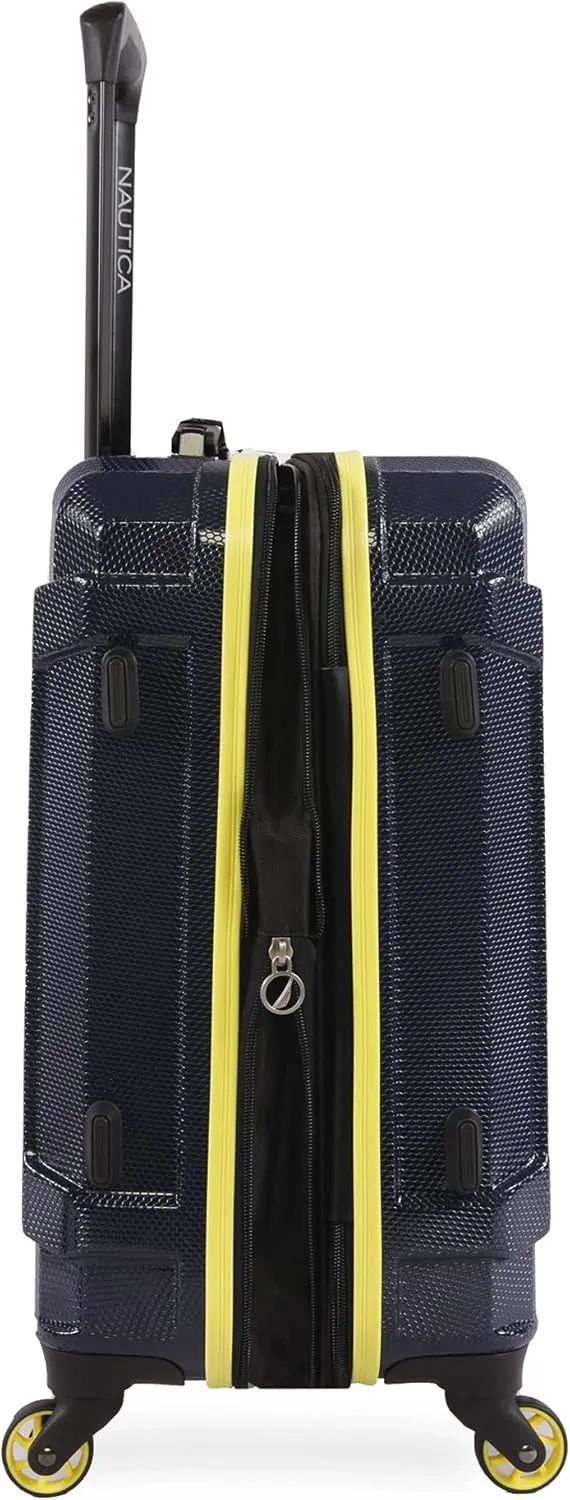Nautica Maker Hardside Spinner Luggage, lightweight, Navy/Yellow, Carry-On 21-Inch