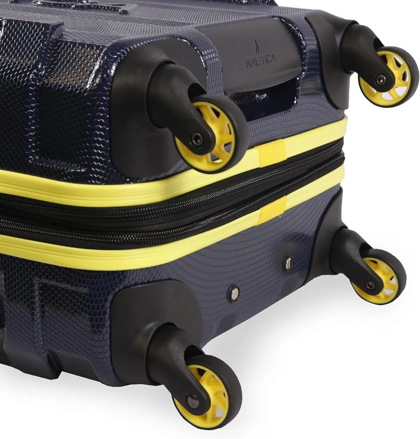 Nautica Maker Hardside Spinner Luggage, lightweight, Navy/Yellow, Carry-On 21-Inch