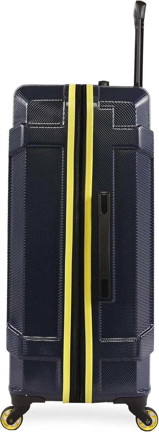 NAUTICA Maker Hardside Spinner Luggage, Navy/Yellow, Checked-Large 29-Inch