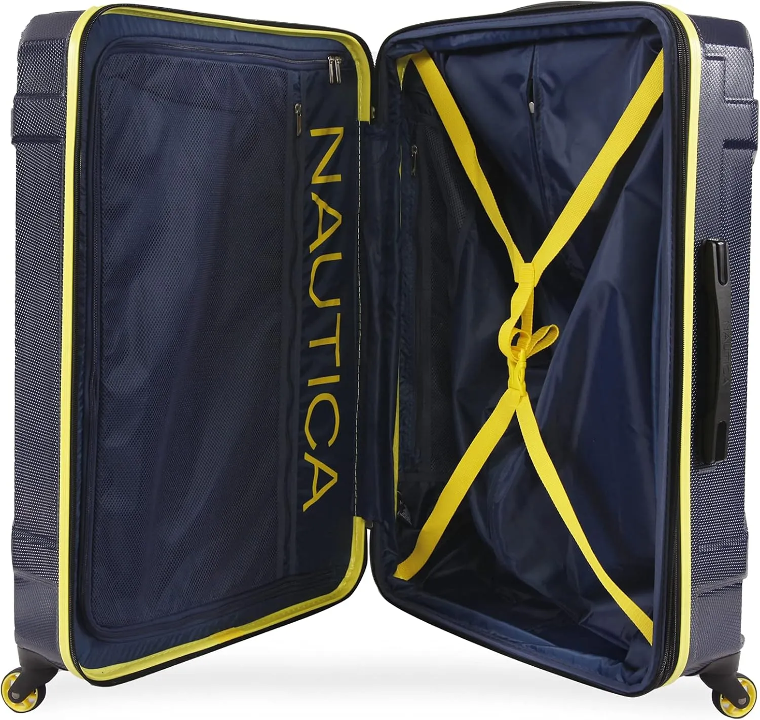 NAUTICA Maker Hardside Spinner Luggage, Navy/Yellow, Checked-Large 29-Inch