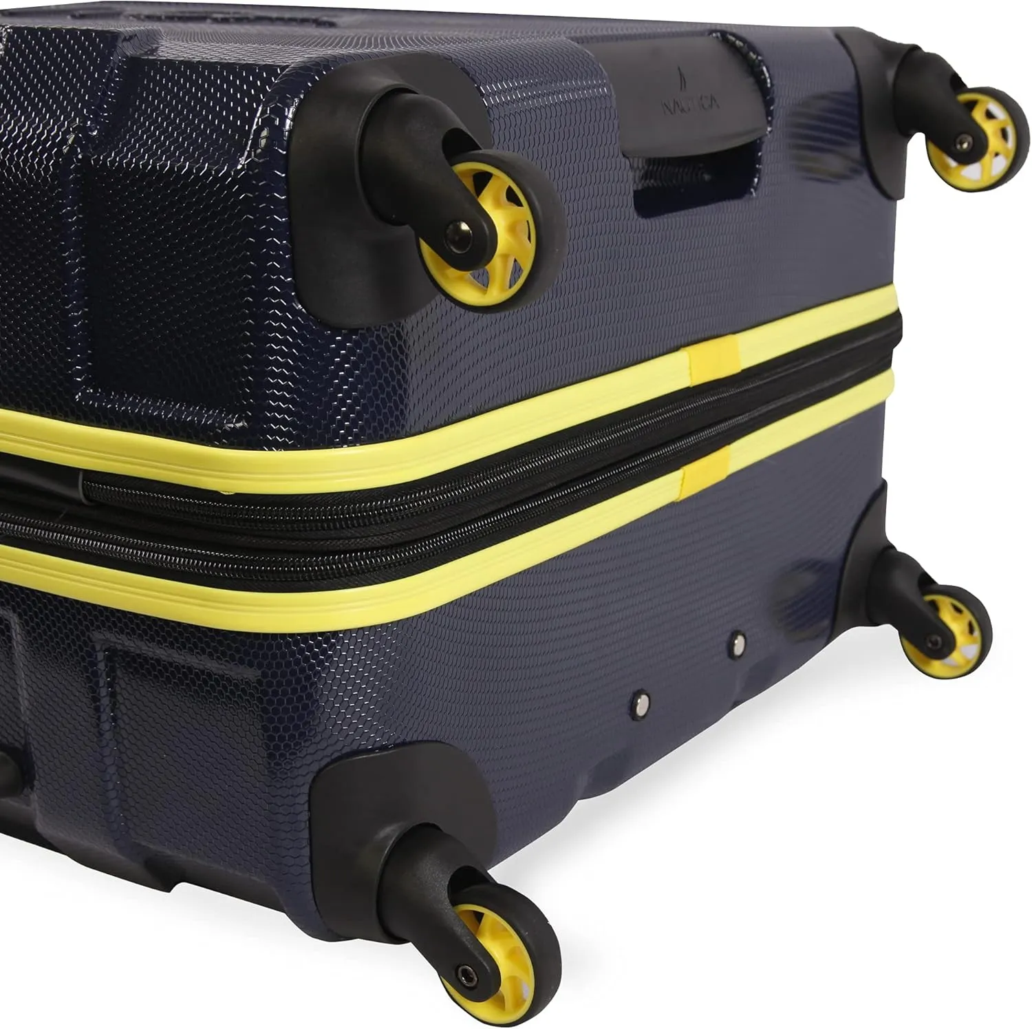 NAUTICA Maker Hardside Spinner Luggage, Navy/Yellow, Checked-Large 29-Inch