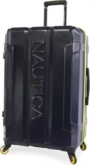 NAUTICA Maker Hardside Spinner Luggage, Navy/Yellow, Checked-Large 29-Inch