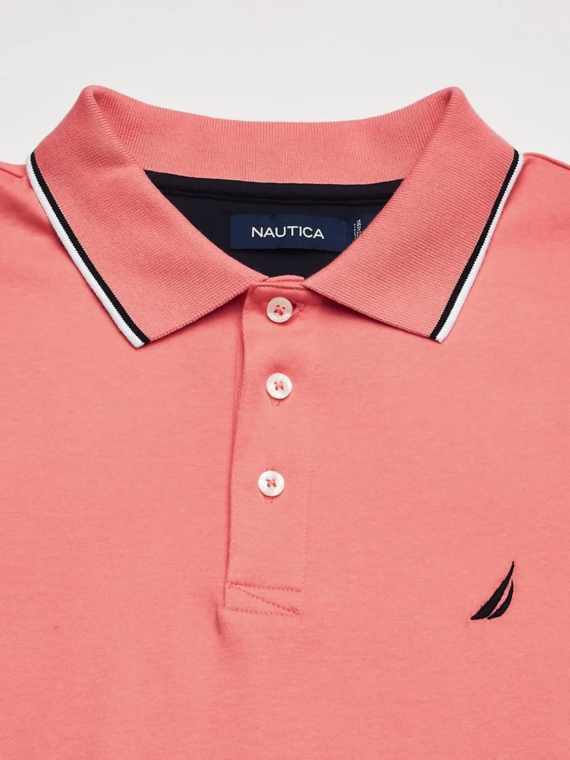 Nautica Men's Classic Fit Short Sleeve Dual Tipped Collar Polo Shirt