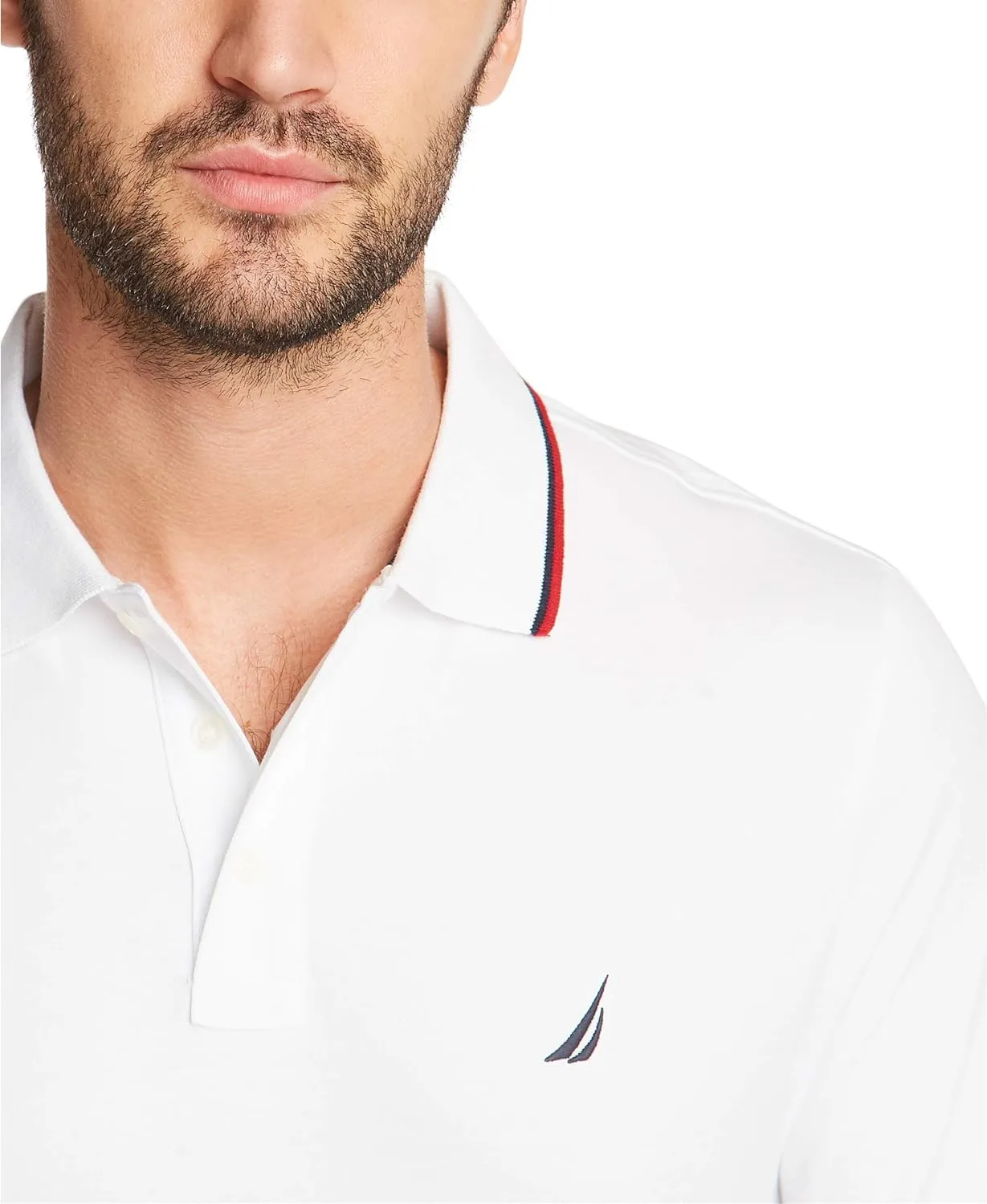 Nautica Men's Classic Fit Short Sleeve Dual Tipped Collar Polo Shirt