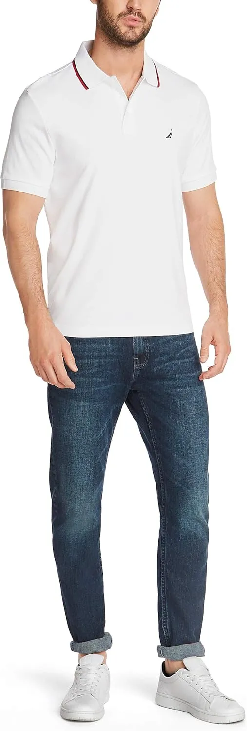 Nautica Men's Classic Fit Short Sleeve Dual Tipped Collar Polo Shirt