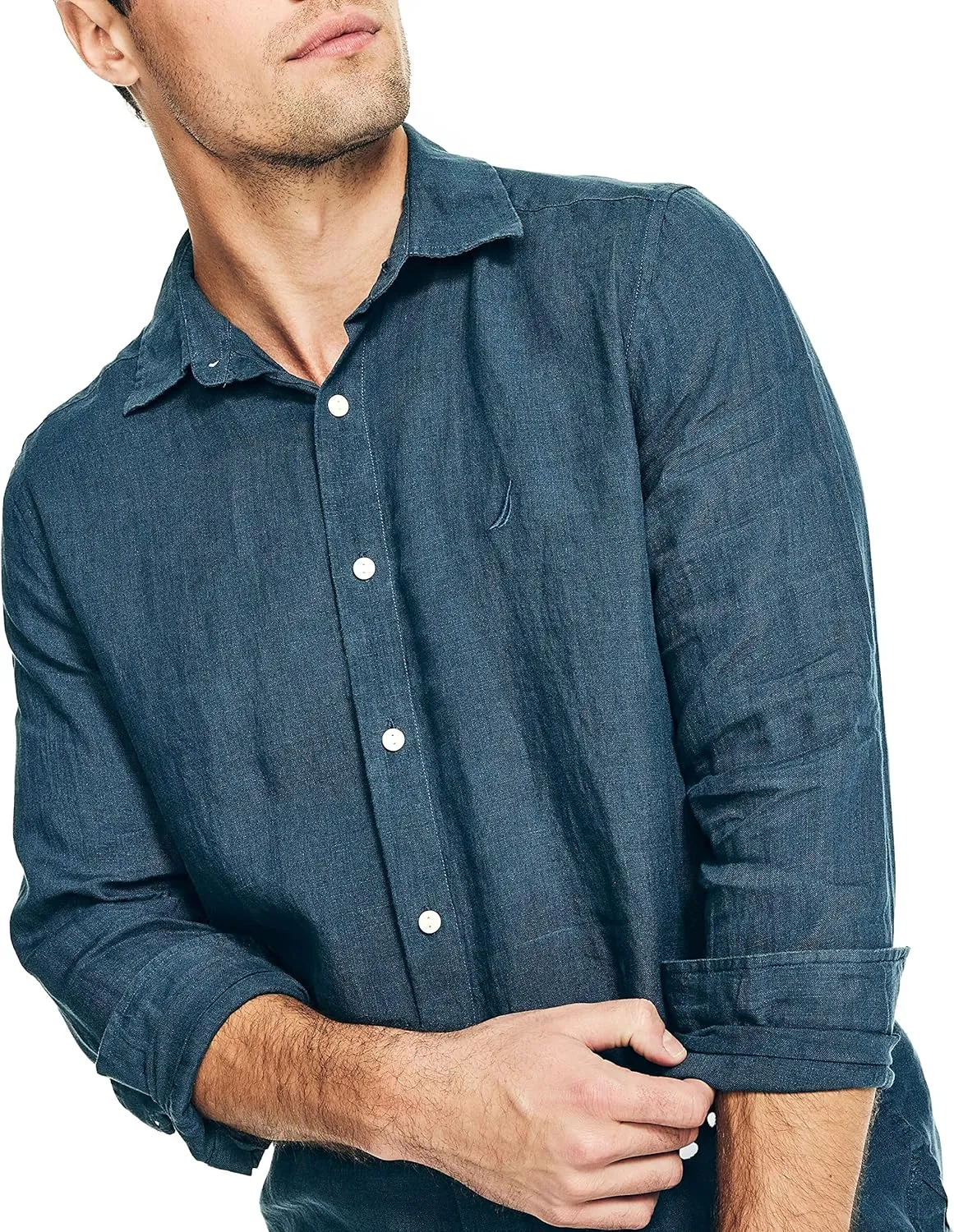 Nautica Men's Sustainably Crafted Classic Fit Linen Shirt