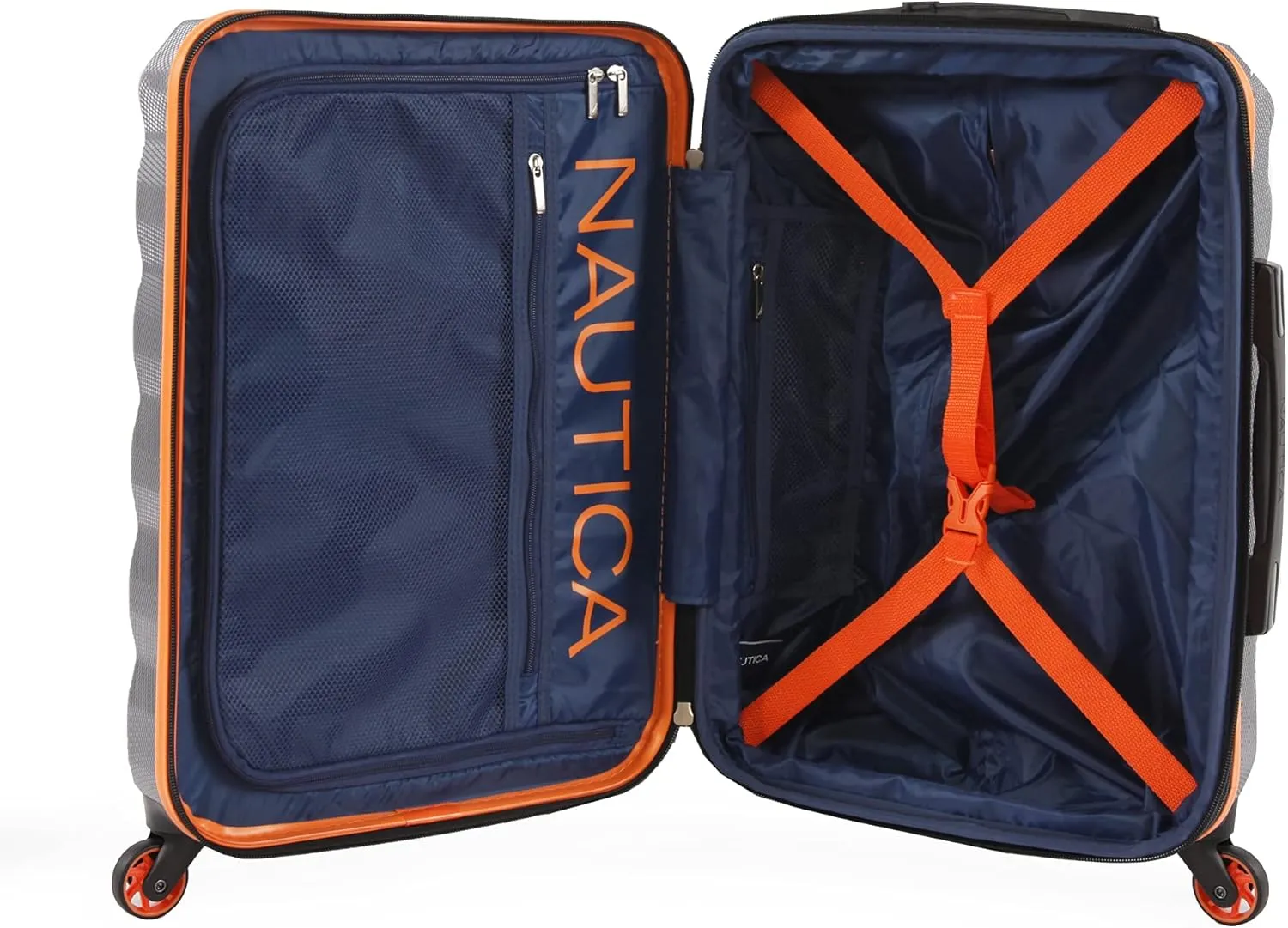 NAUTICA Quest Hardside Spinner Luggage, Grey/Orange, Carry-On 21-Inch