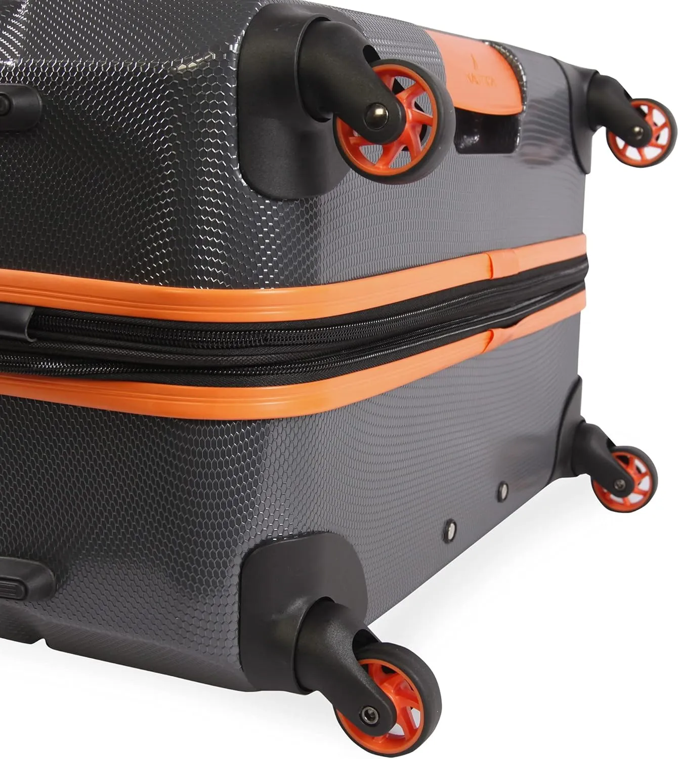 NAUTICA Quest Hardside Spinner Luggage, Grey/Orange, Carry-On 21-Inch