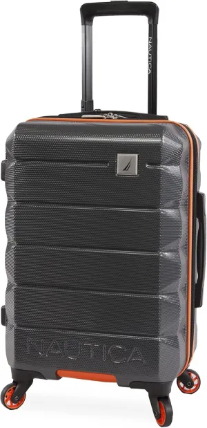 NAUTICA Quest Hardside Spinner Luggage, Grey/Orange, Carry-On 21-Inch