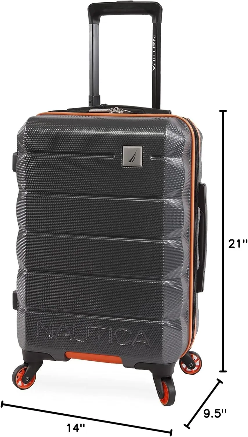 NAUTICA Quest Hardside Spinner Luggage, Grey/Orange, Carry-On 21-Inch