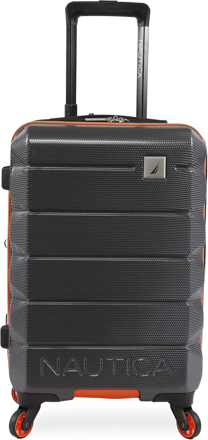 NAUTICA Quest Hardside Spinner Luggage, Grey/Orange, Carry-On 21-Inch