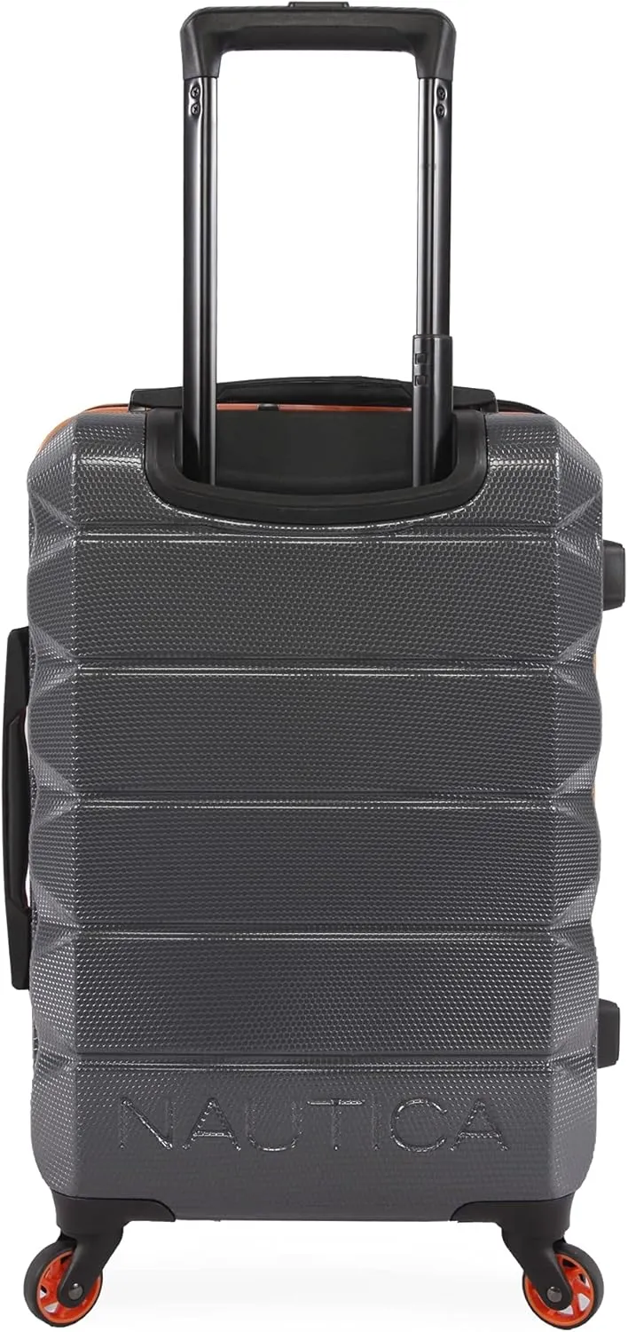 NAUTICA Quest Hardside Spinner Luggage, Grey/Orange, Carry-On 21-Inch