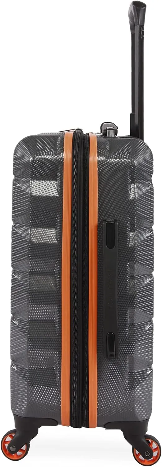 NAUTICA Quest Hardside Spinner Luggage, Grey/Orange, Carry-On 21-Inch