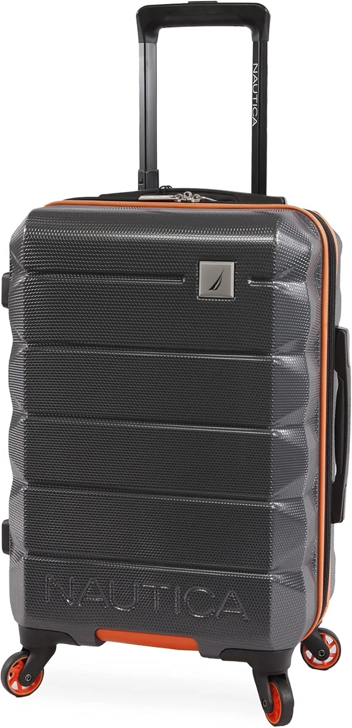 NAUTICA Quest Hardside Spinner Luggage, Grey/Orange, Carry-On 21-Inch