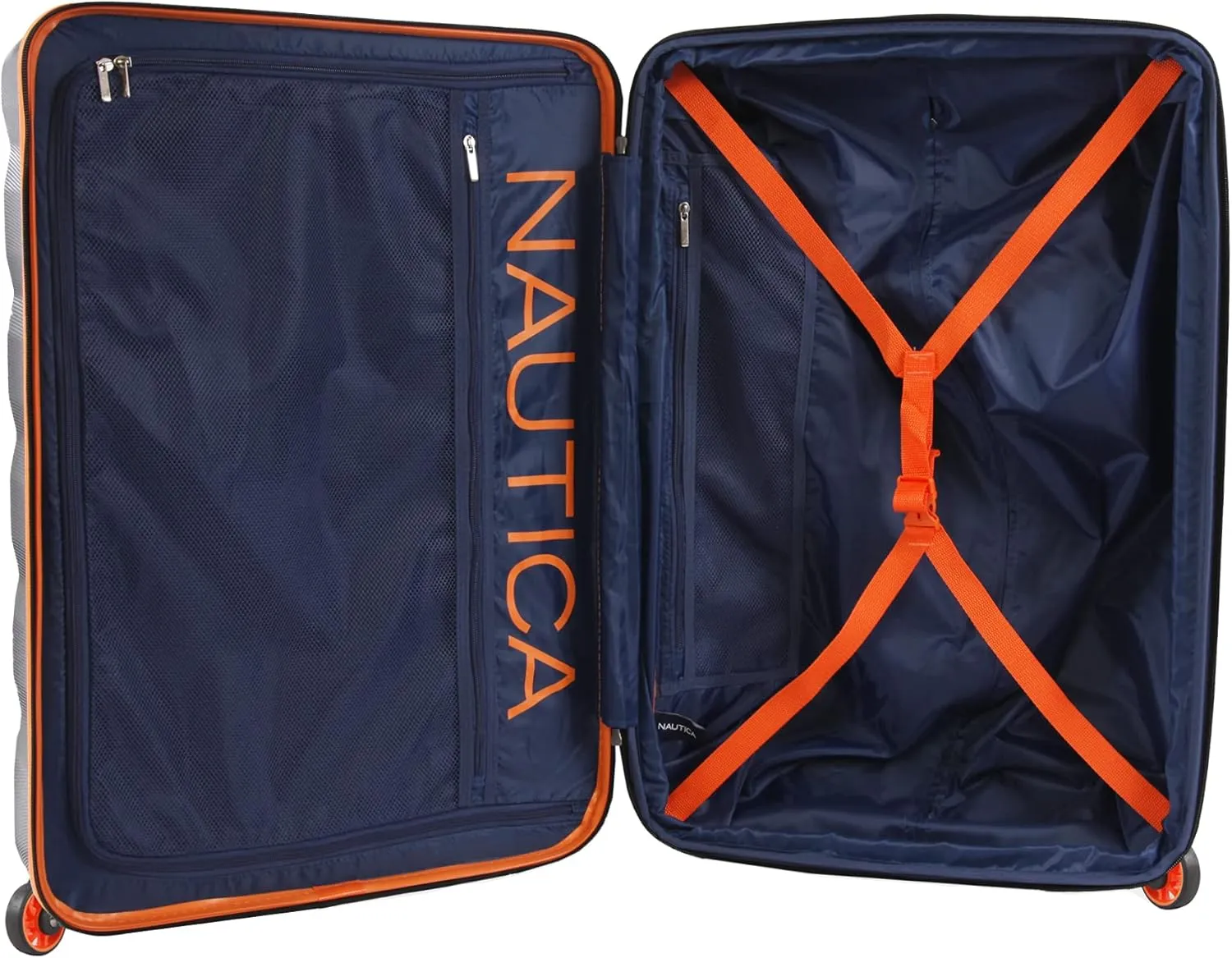NAUTICA Quest Hardside Spinner Luggage, Grey/Orange, Checked-Large 29-Inch