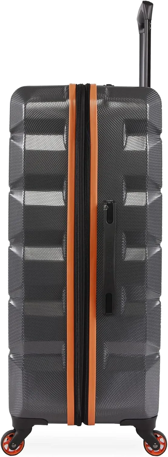 NAUTICA Quest Hardside Spinner Luggage, Grey/Orange, Checked-Large 29-Inch