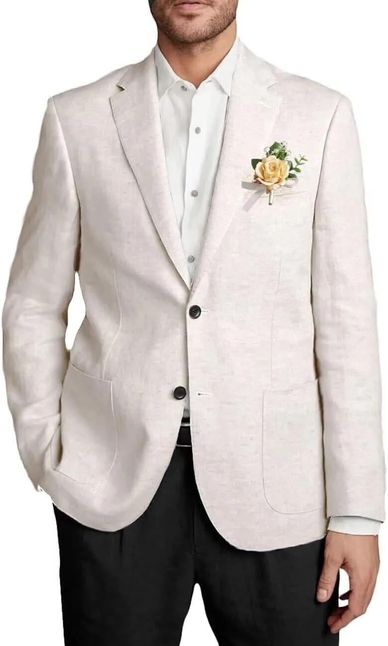 Netsky Mens Causal Linen Blazer Jacket Lightweight 2 Button Notch Lapel Summer Sport Coats