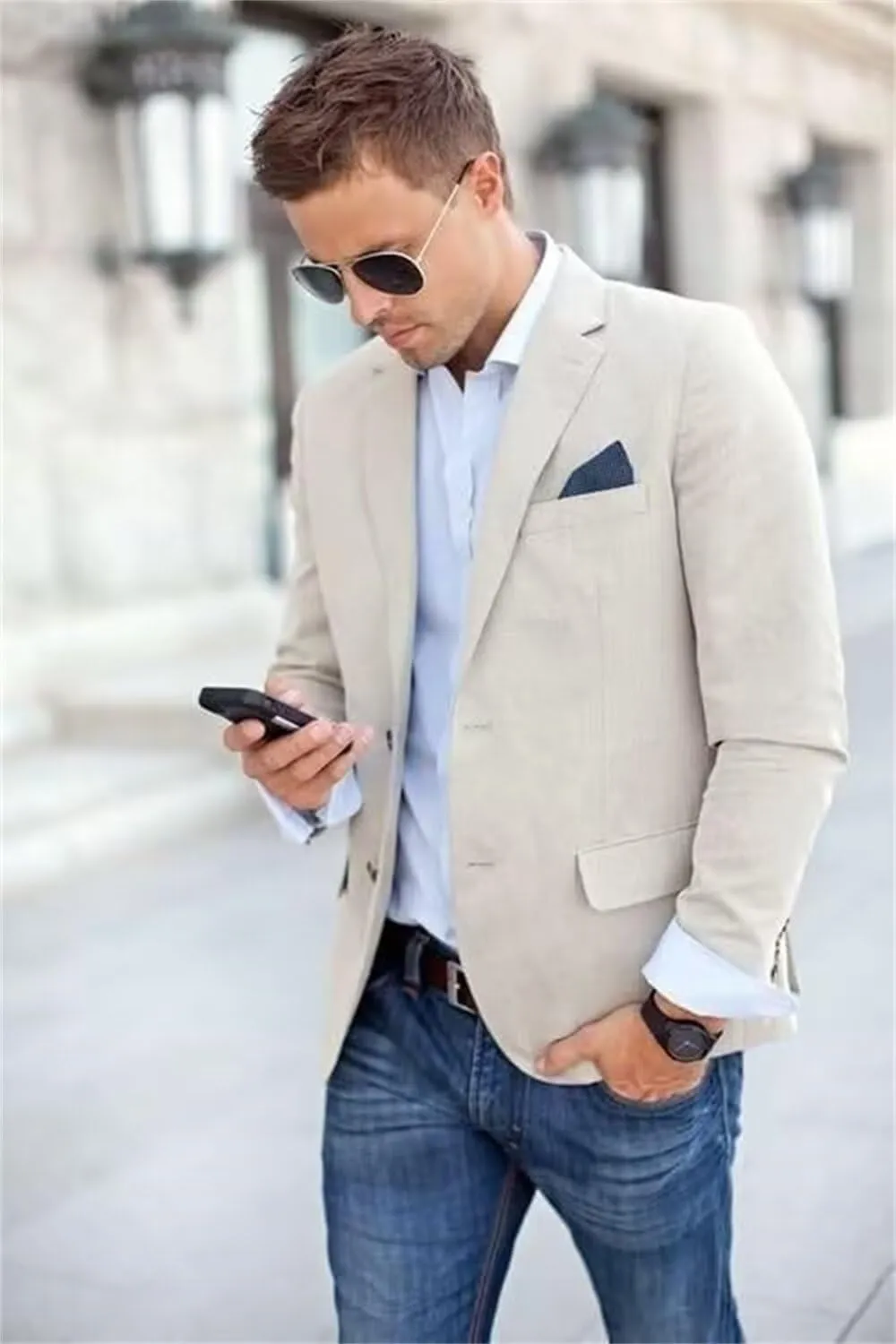 Netsky Mens Causal Linen Blazer Jacket Lightweight 2 Button Notch Lapel Summer Sport Coats