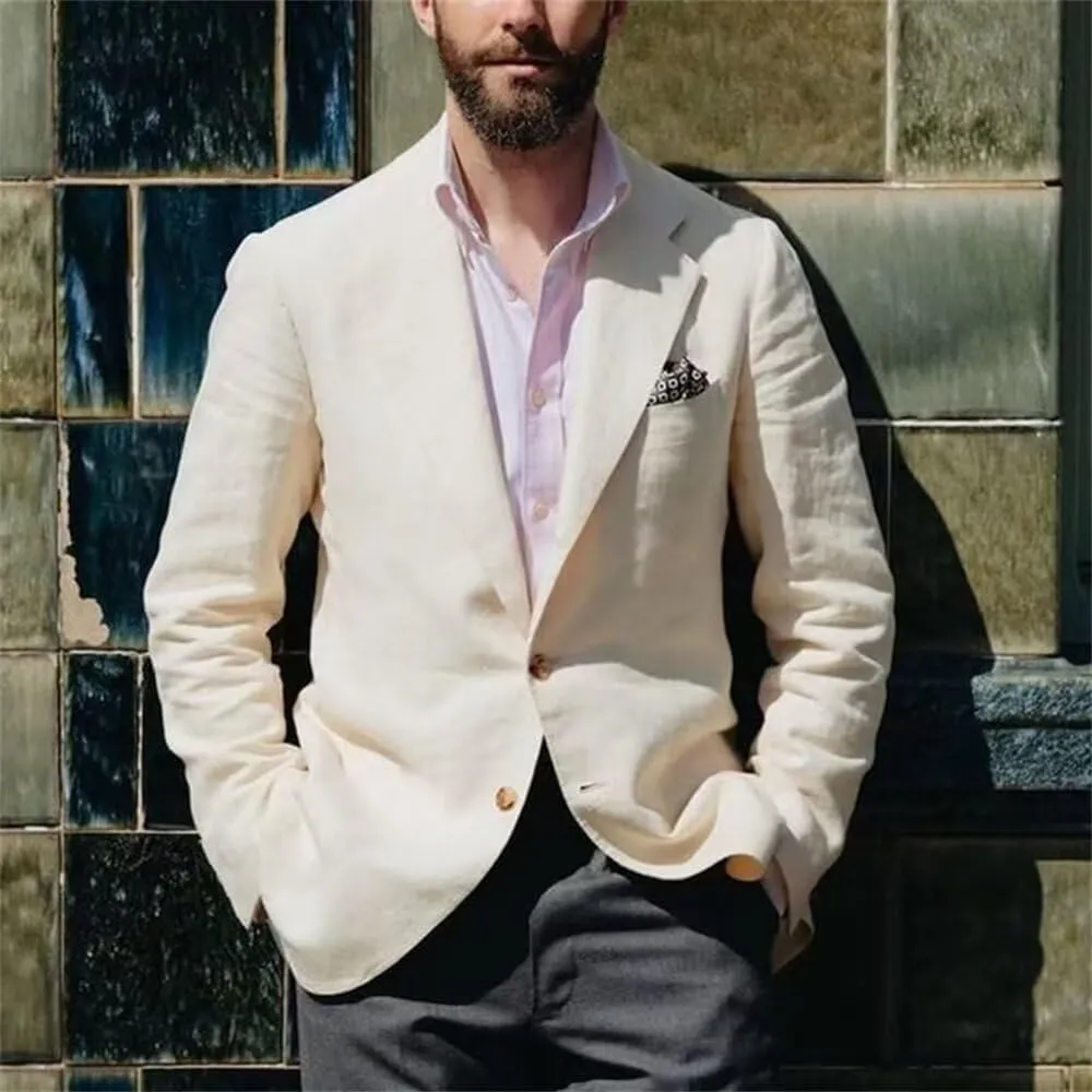 Netsky Mens Causal Linen Blazer Jacket Lightweight 2 Button Notch Lapel Summer Sport Coats