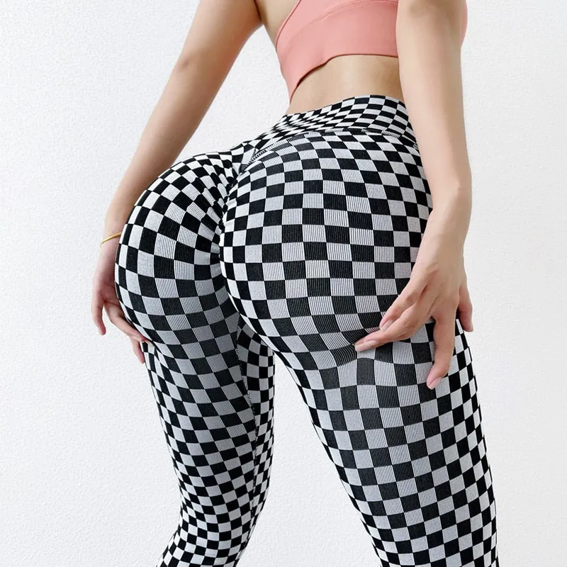 New Plaid Leggings Women Pants Yoga Gym Fitness