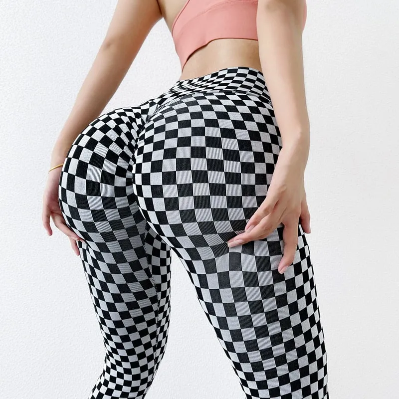 New Plaid Leggings Women Pants Yoga Gym Fitness