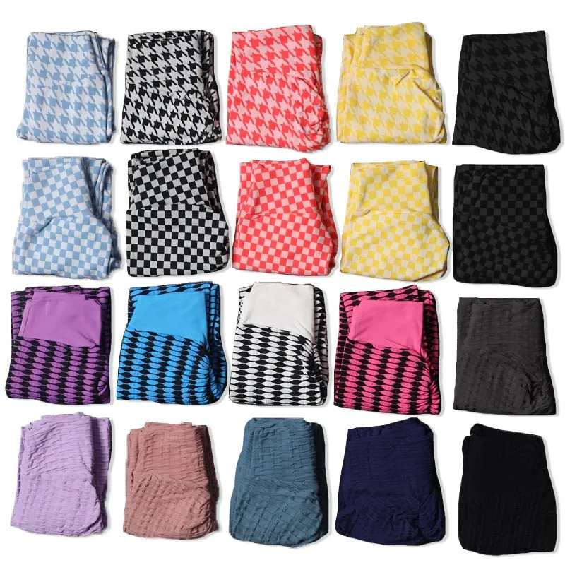 New Plaid Leggings Women Pants Yoga Gym Fitness