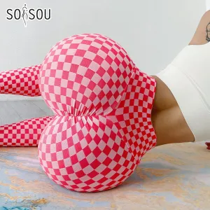 New Plaid Leggings Women Pants Yoga Gym Fitness