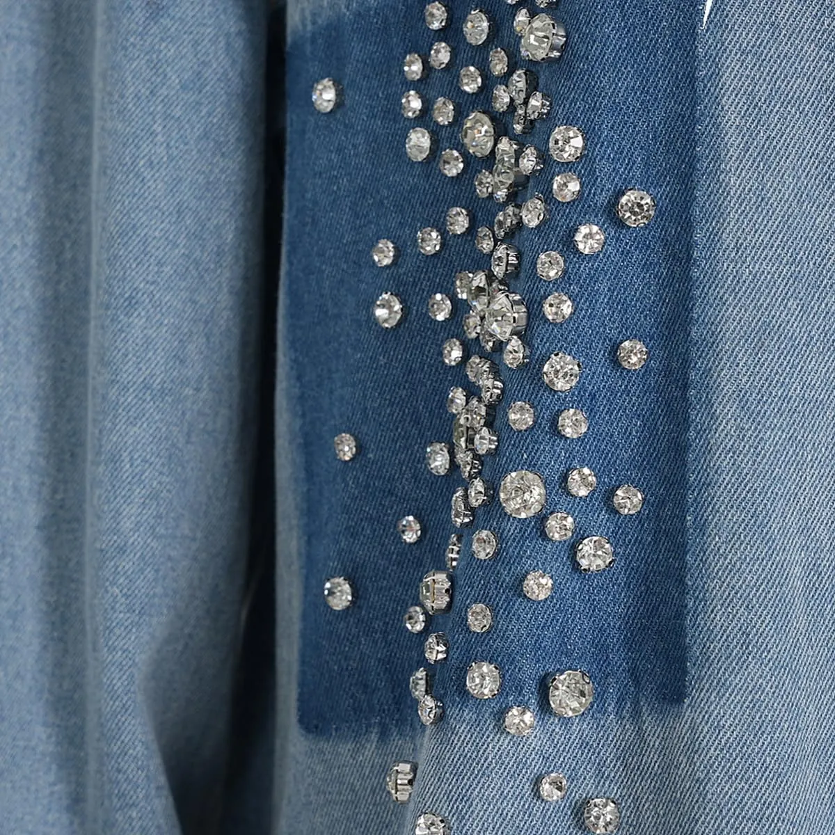 New women's denim top with classic diamond inlaid irregular loose denim casual shirt jacket