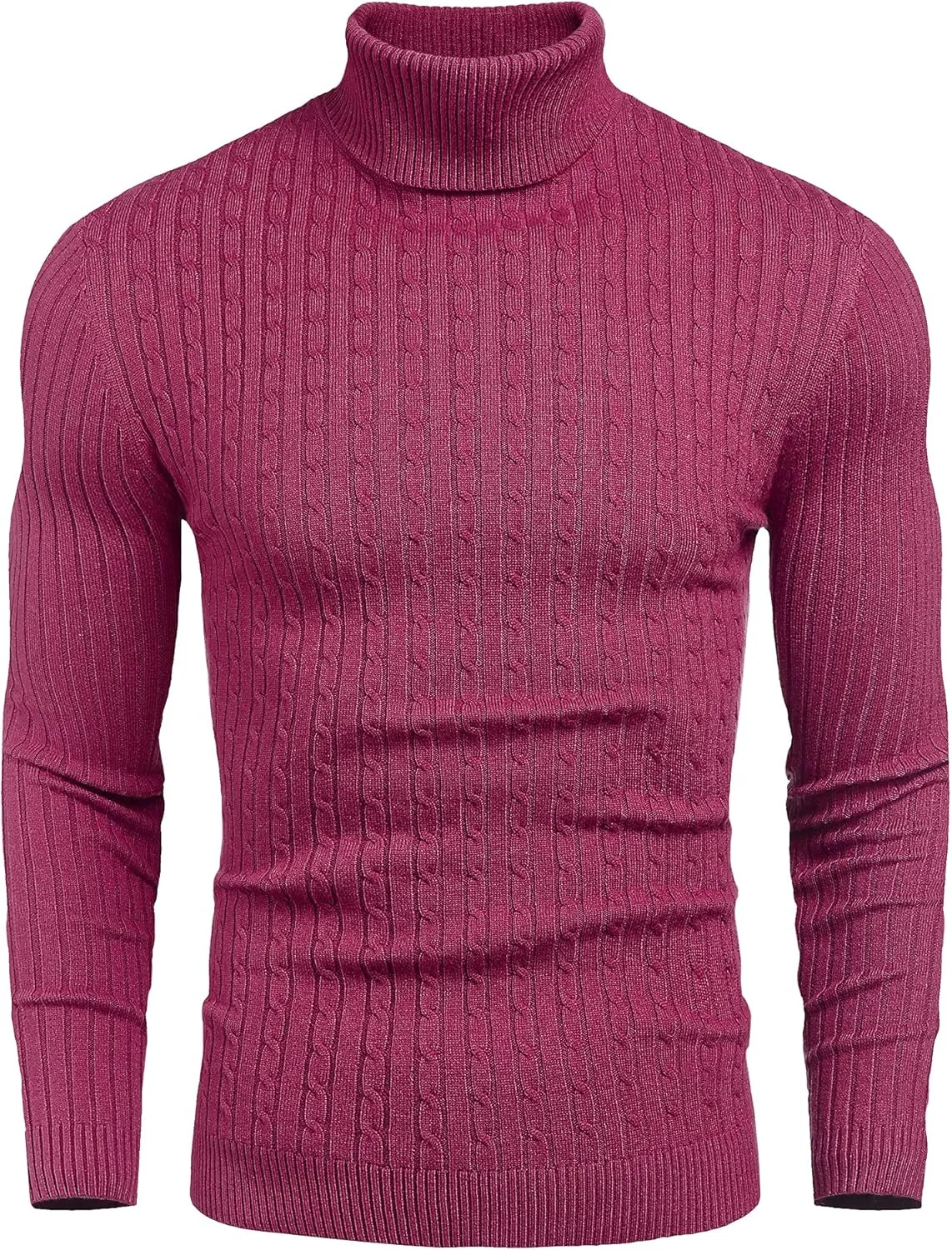 nine bull Mens Slim Fit Turtleneck Sweater Cable Knit Thermal Pullover Sweater