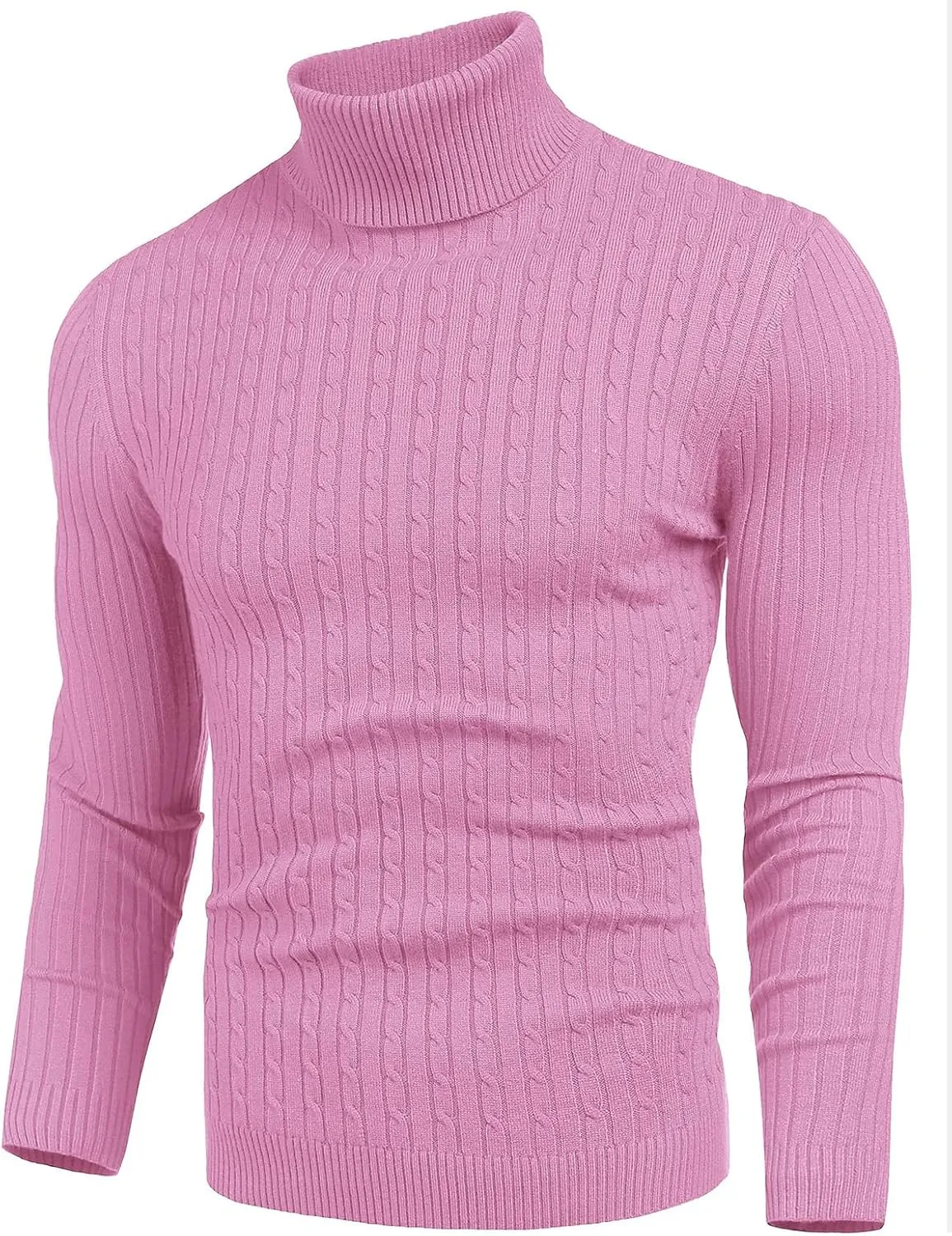 nine bull Mens Slim Fit Turtleneck Sweater Cable Knit Thermal Pullover Sweater