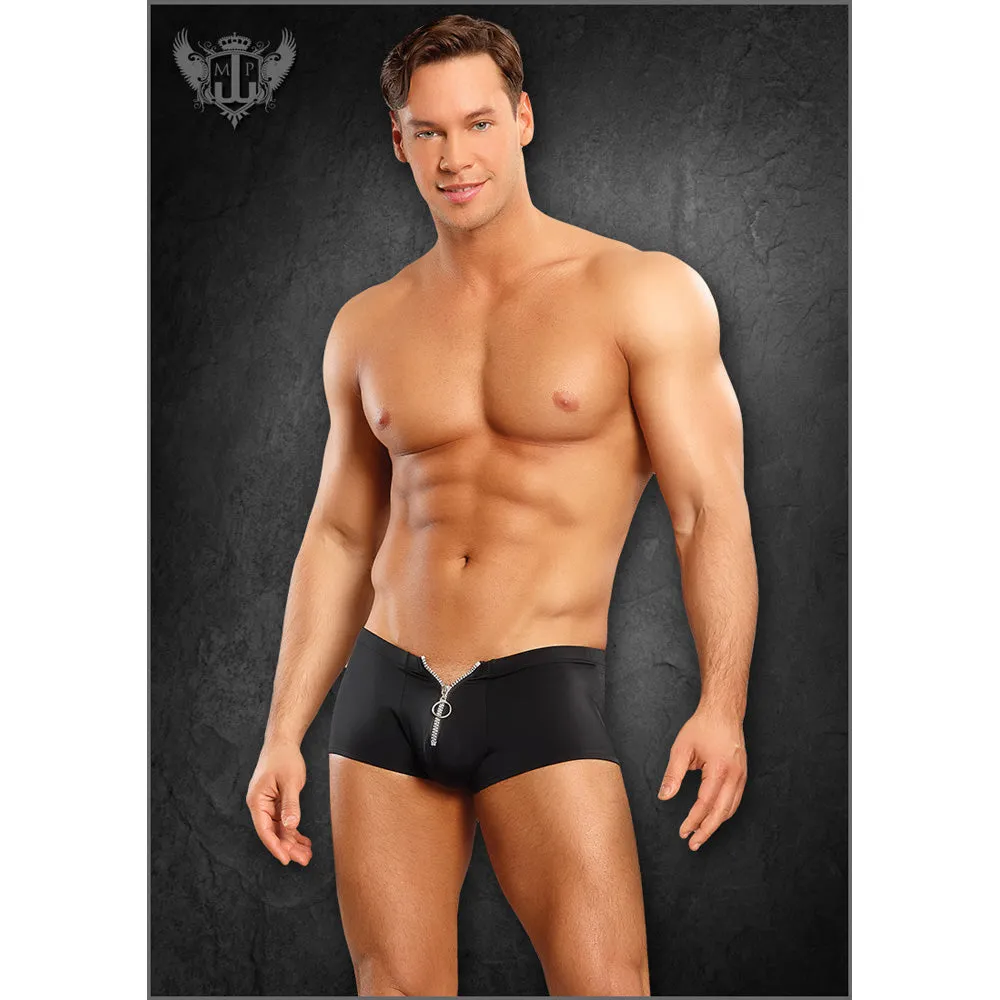 Nylon Spandex Zipper Short Black L/Xl