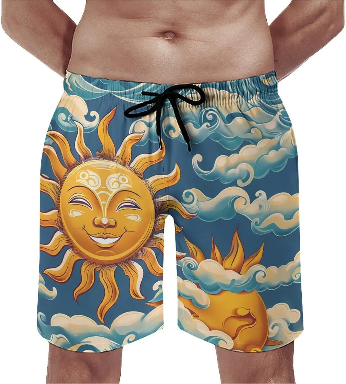 Ocean Sunrise Faces Men's Swim Trunks Quick Dry Board Shorts Breathable Summer Beach Shorts Bathing Suits