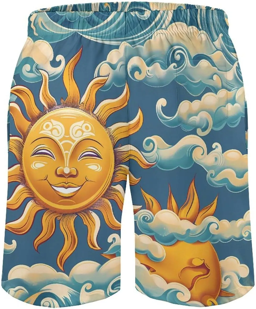 Ocean Sunrise Faces Men's Swim Trunks Quick Dry Board Shorts Breathable Summer Beach Shorts Bathing Suits