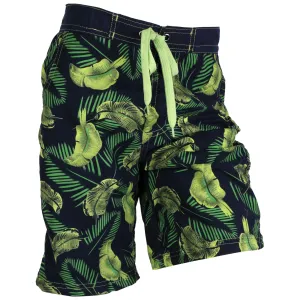 OCTAVE Boys Safari Print Beach Board Style Swim Shorts With 3 Pockets