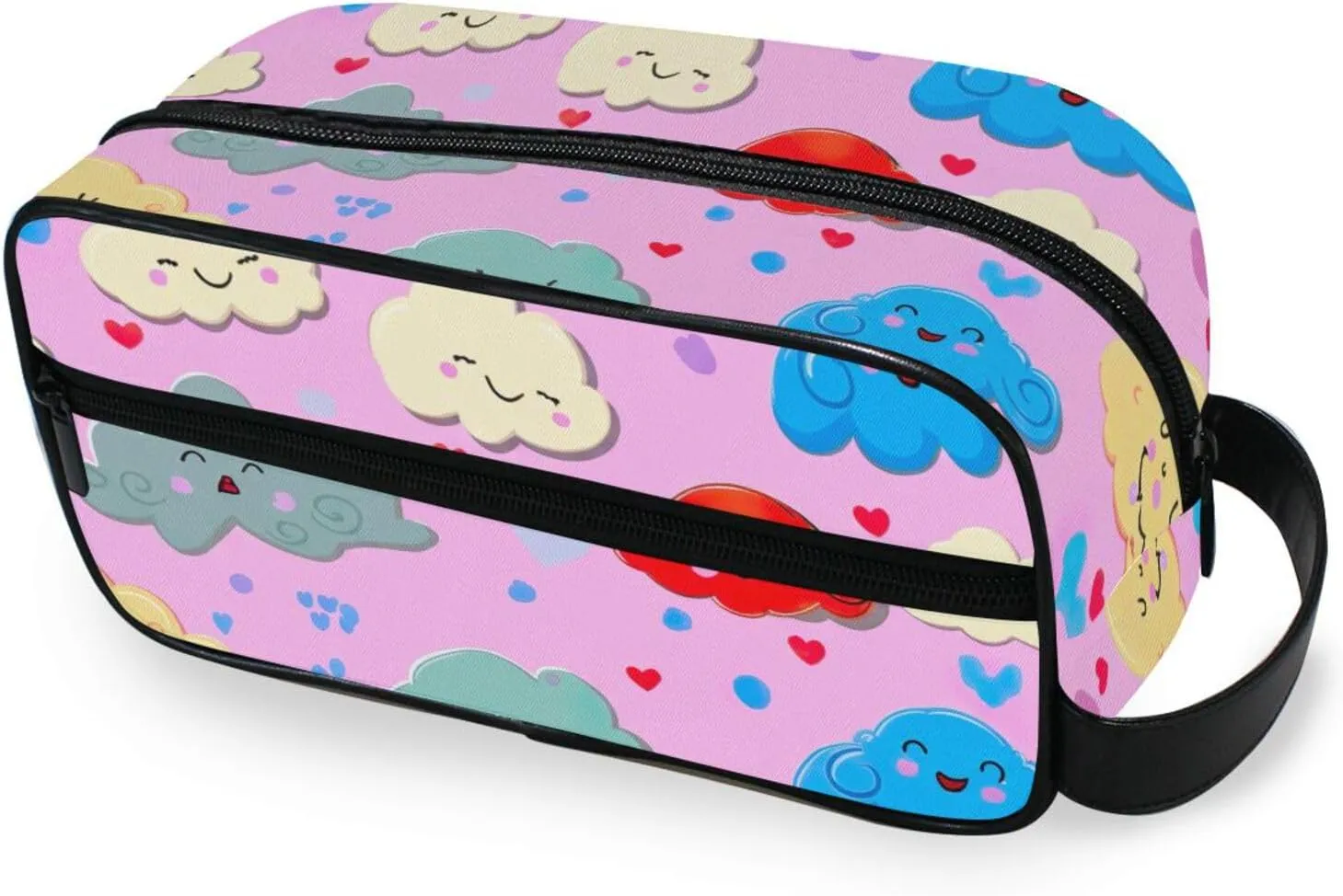 ODAWA Unisex Hanging Toiletry Bag Colorful Cartoon Clouds Travel Organizer Water Resistant Shaving Bag for Toiletries