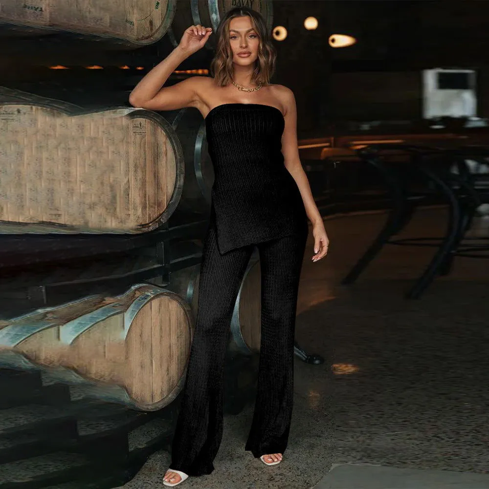 Off Shoulder Sleeveless Top & High-Rise Leggings