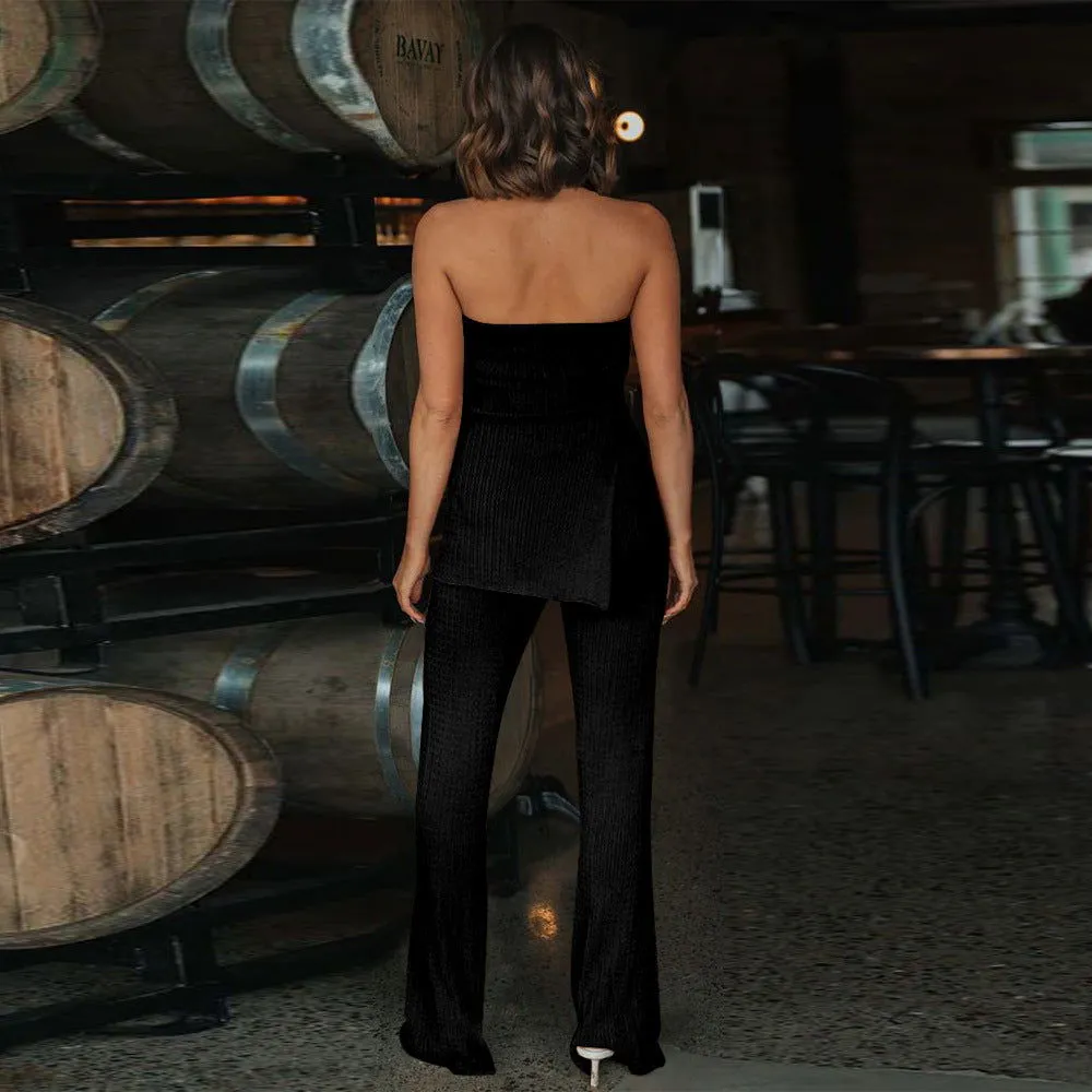 Off Shoulder Sleeveless Top & High-Rise Leggings