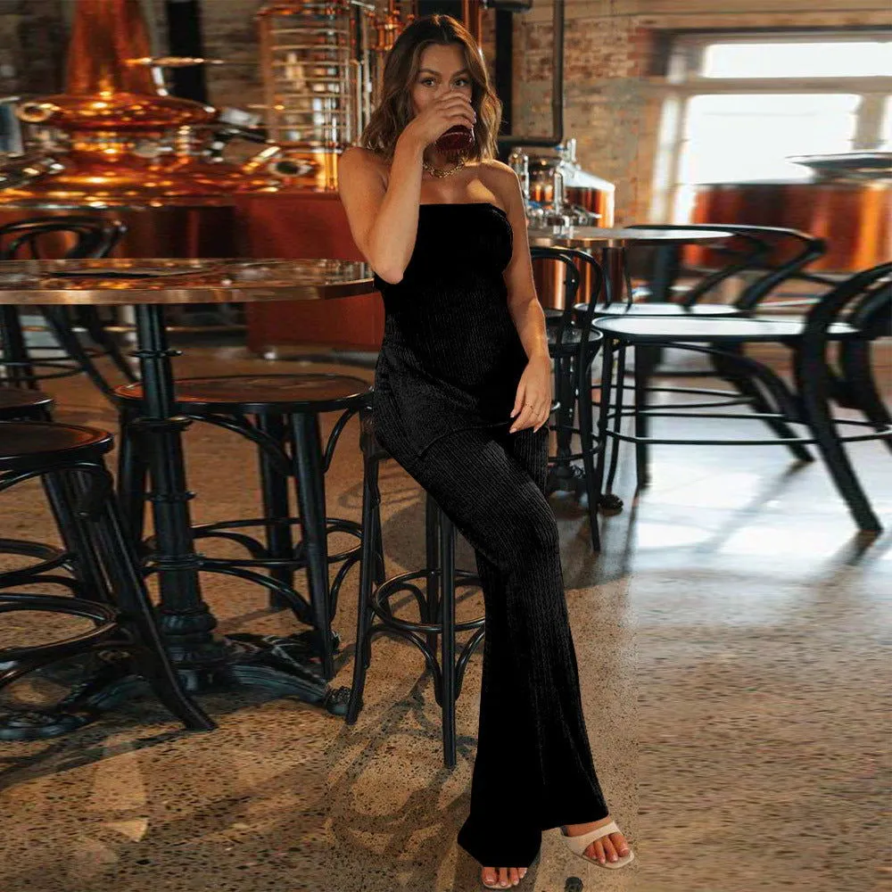 Off Shoulder Sleeveless Top & High-Rise Leggings