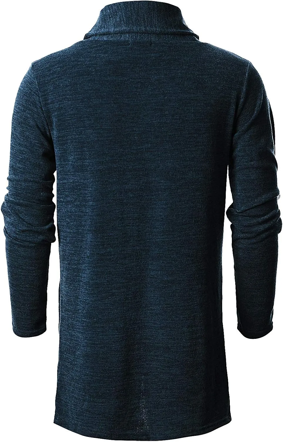 Ohoo Mens Long Sleeve Draped Lightweight Open Front Shawl Collar Longline Cardigan