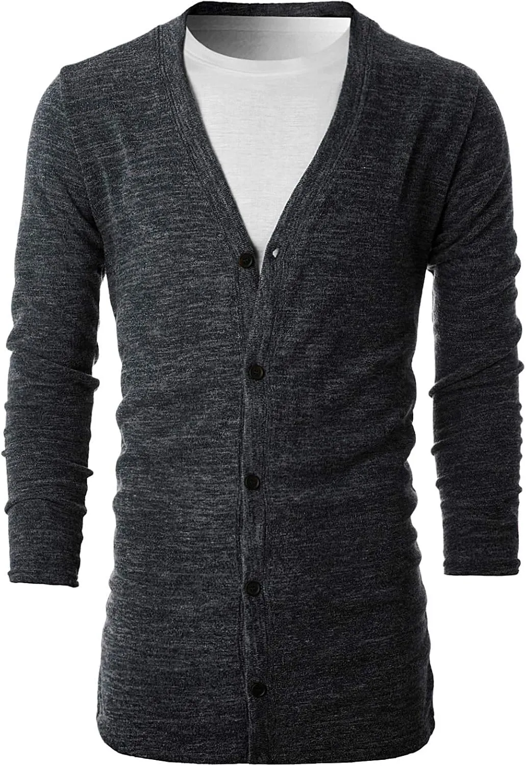 Ohoo Mens Long Sleeve Draped Lightweight Open Front Shawl Collar Longline Cardigan
