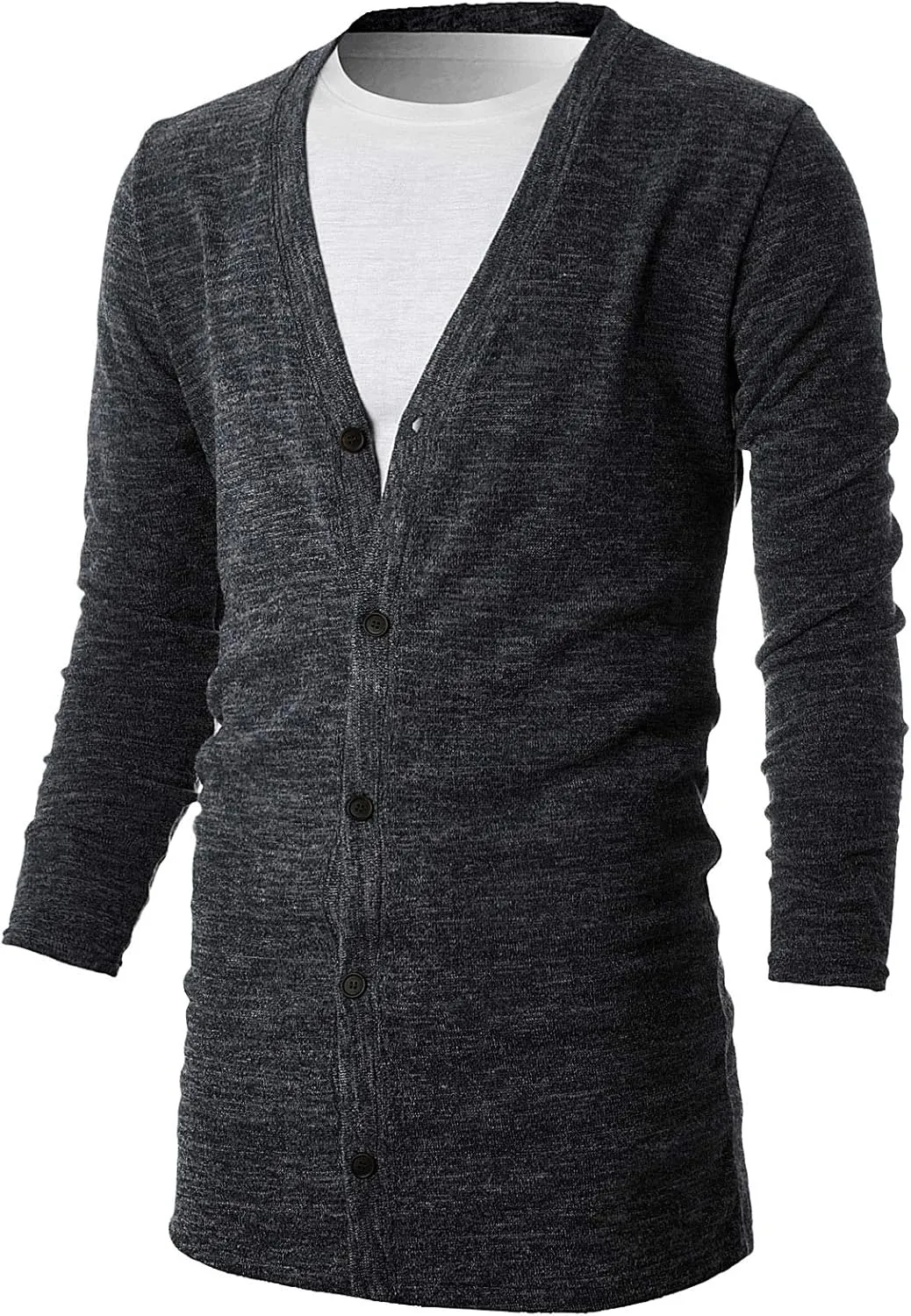Ohoo Mens Long Sleeve Draped Lightweight Open Front Shawl Collar Longline Cardigan