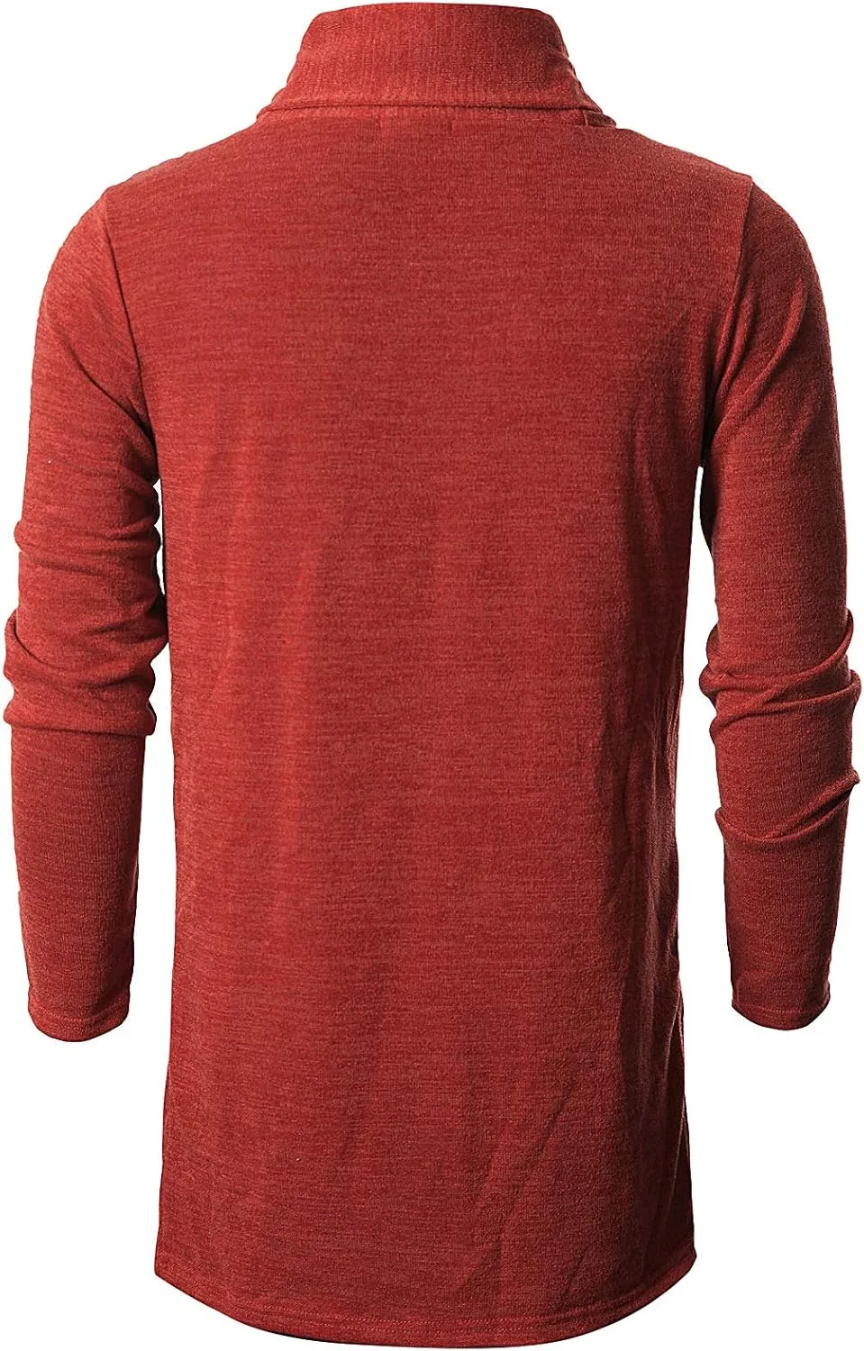 Ohoo Mens Long Sleeve Draped Lightweight Open Front Shawl Collar Longline Cardigan