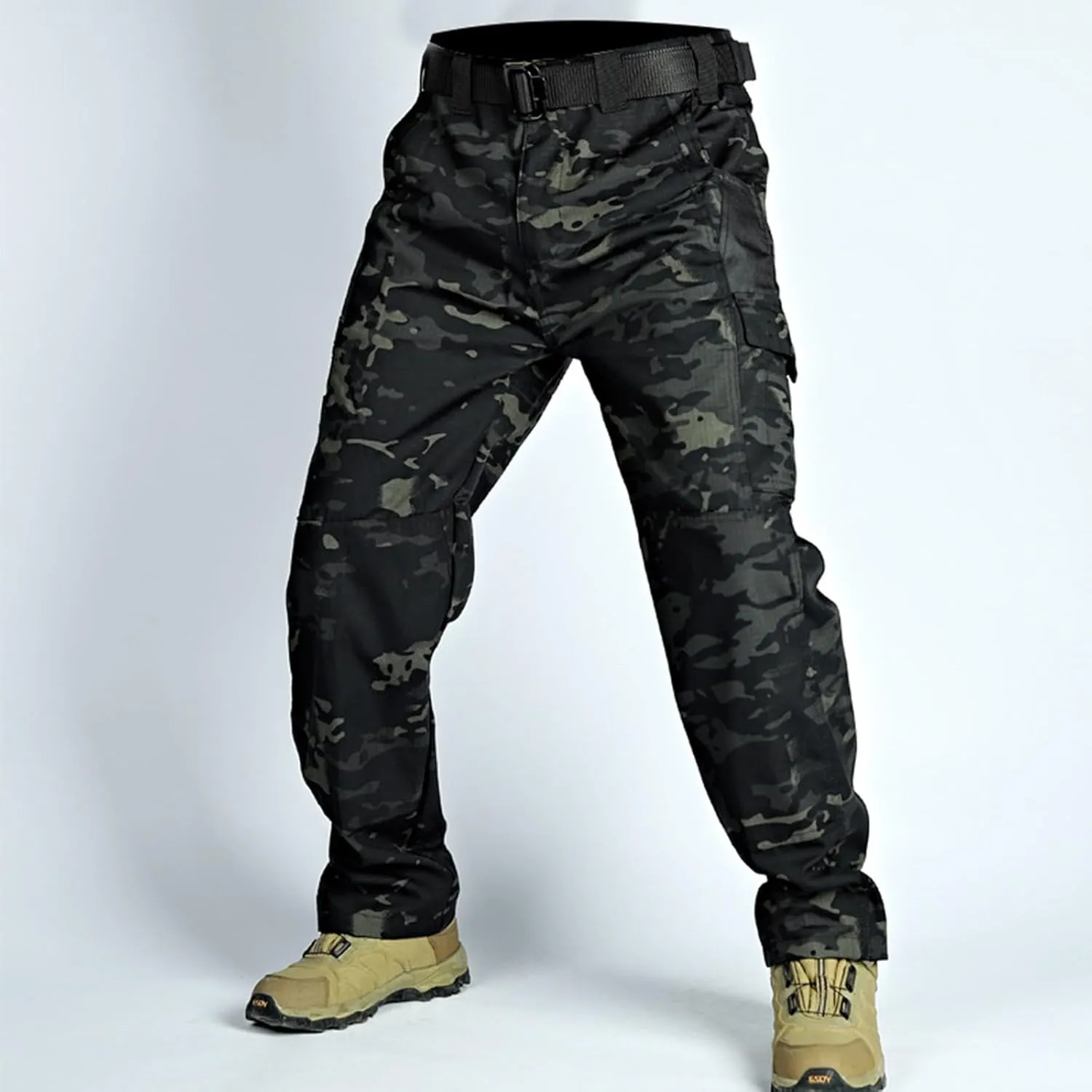 OIOLOYJM Military Cargo Pants for Men Hiking Stretchy Work Construction Camouflage Flexcamo - Tactical Waterproof Pants