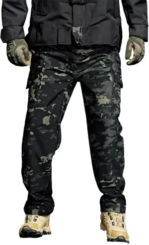 OIOLOYJM Military Cargo Pants for Men Hiking Stretchy Work Construction Camouflage Flexcamo - Tactical Waterproof Pants